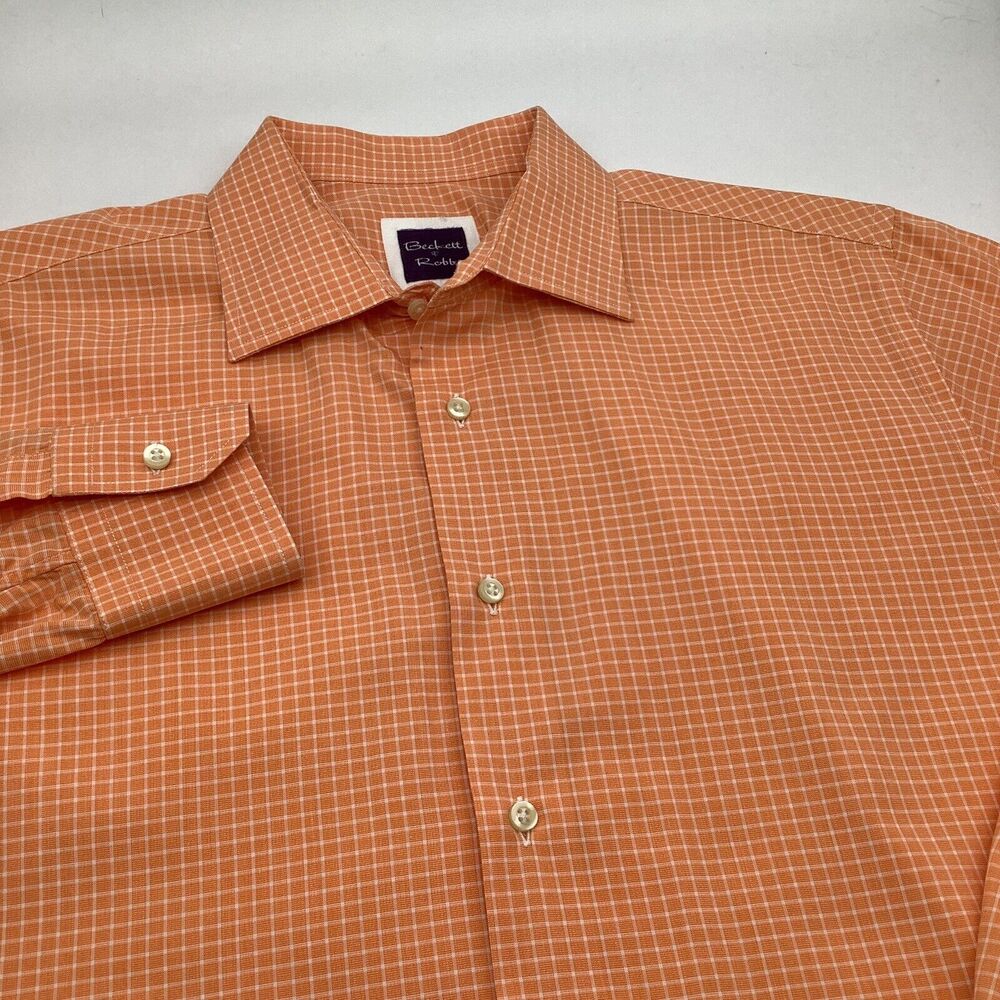 Beckett & Robb Mens Long Sleeve Button Up Shirt Orange Size Large‎